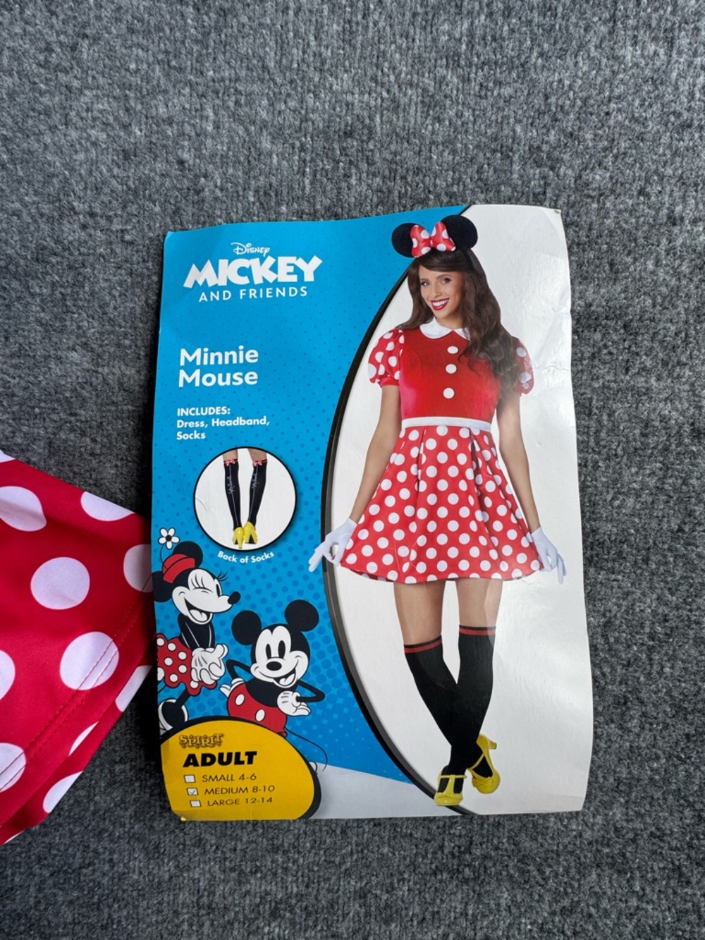 Disney Minnie Mouse Red Polka Dot Womens Costume Dress and Socks MEDIUM